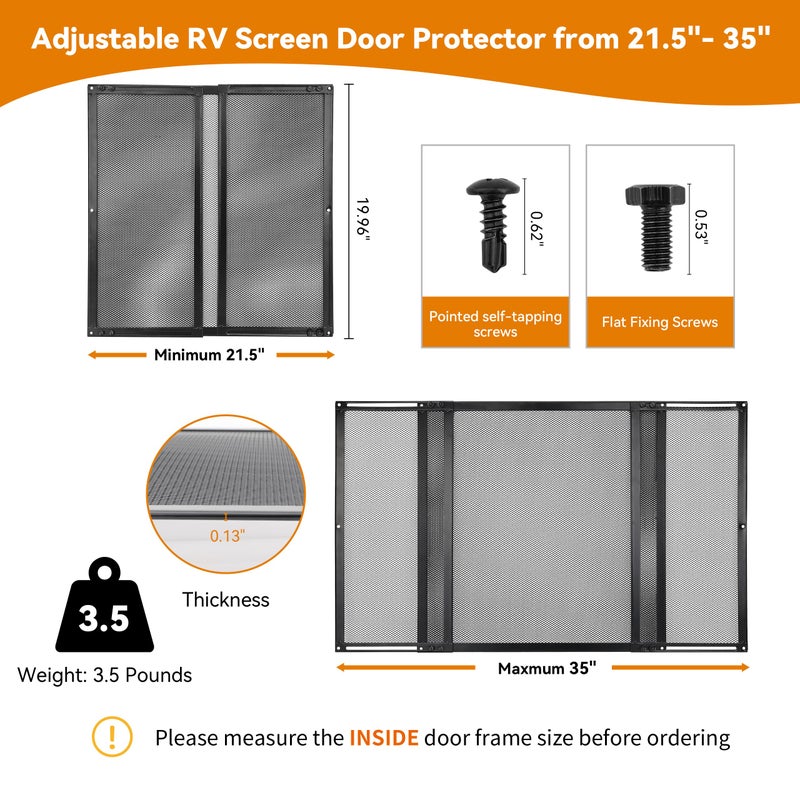 RVZONE Premium RV Screen Door Protector Adjusts from 21.5"- 35", Lightweight RV Entry Screen Door Grille Adjustable Metal Screen Defender for RV Door Camper Screen Door Protector for Dogs Kids - Image 3