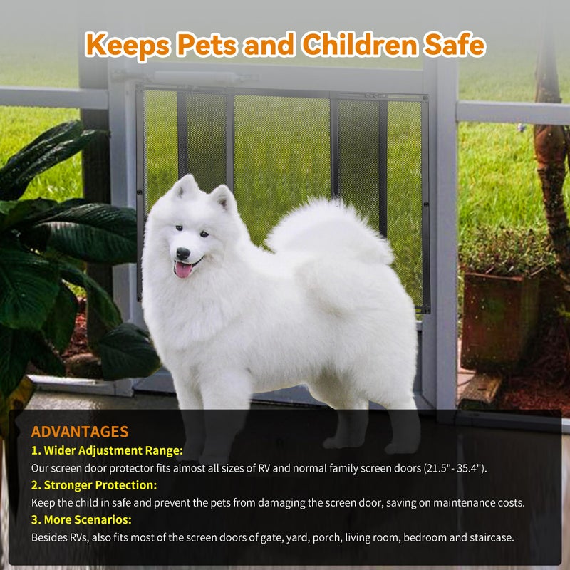 RVZONE Premium RV Screen Door Protector Adjusts from 21.5"- 35", Lightweight RV Entry Screen Door Grille Adjustable Metal Screen Defender for RV Door Camper Screen Door Protector for Dogs Kids - Image 2