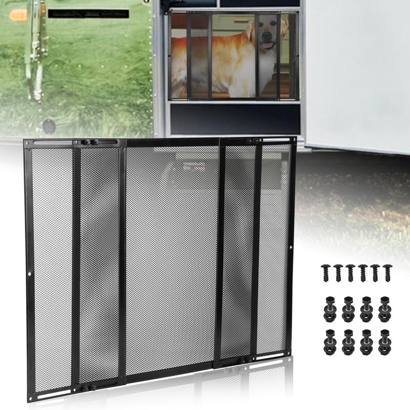RVZONE Premium RV Screen Door Protector Adjusts from 21.5"- 35", Lightweight RV Entry Screen Door Grille Adjustable Metal Screen Defender for RV Door Camper Screen Door Protector for Dogs Kids - Image 1