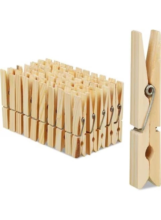 Flavoma Pack of 40 pcs Pure & Real Mini Wooden Bamboo Clips | Japanese Tecnology for Clothes Pegs Hanging Clips Strong Heavy Griped | Mini Natural Wood Pin for Photos | Natural Bamboo Wooden Clips - Image 1