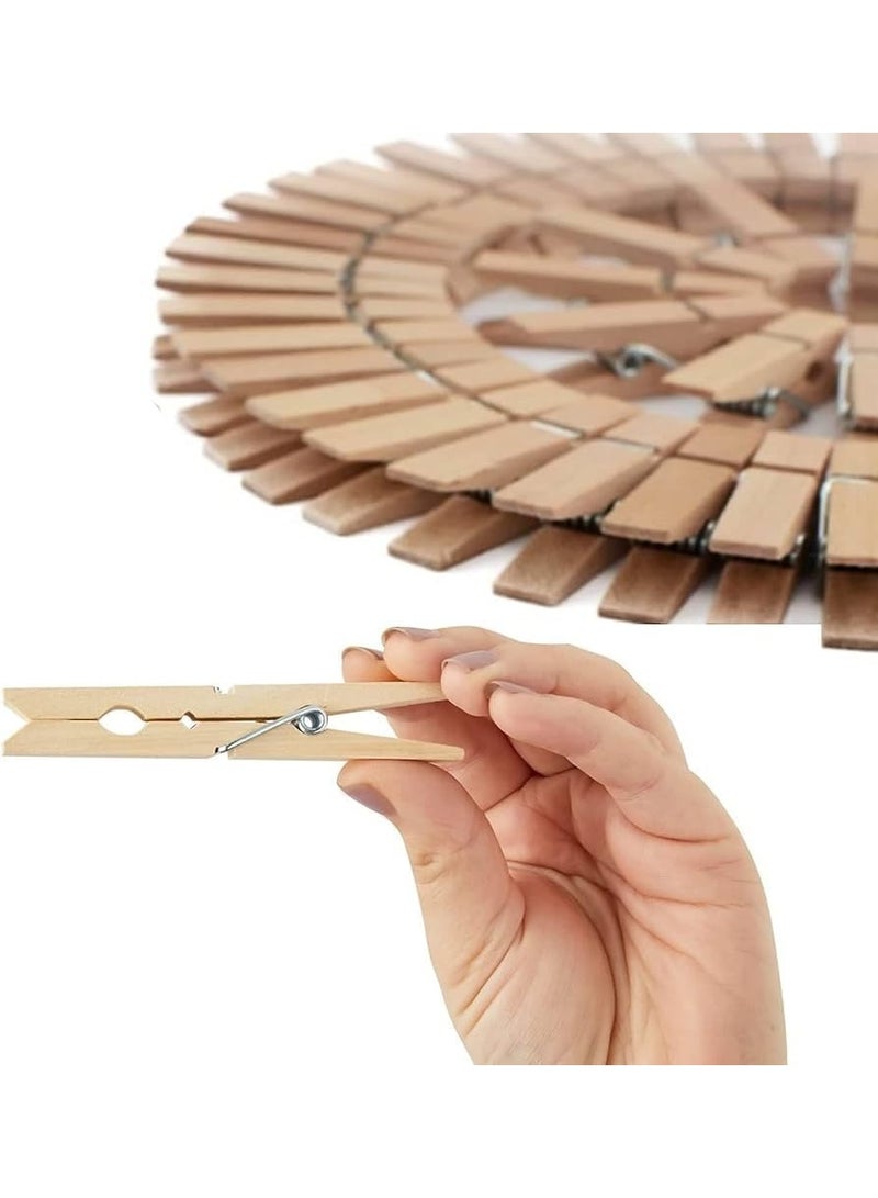 Flavoma Pack of 40 pcs Pure & Real Mini Wooden Bamboo Clips | Japanese Tecnology for Clothes Pegs Hanging Clips Strong Heavy Griped | Mini Natural Wood Pin for Photos | Natural Bamboo Wooden Clips - Image 3