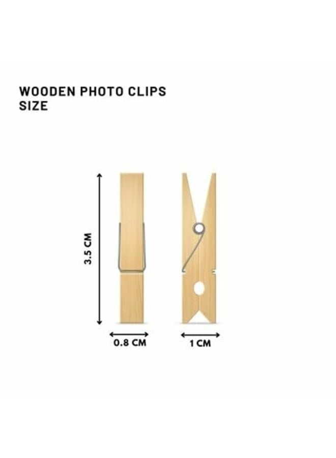 Flavoma Pack of 40 pcs Pure & Real Mini Wooden Bamboo Clips | Japanese Tecnology for Clothes Pegs Hanging Clips Strong Heavy Griped | Mini Natural Wood Pin for Photos | Natural Bamboo Wooden Clips - Image 4