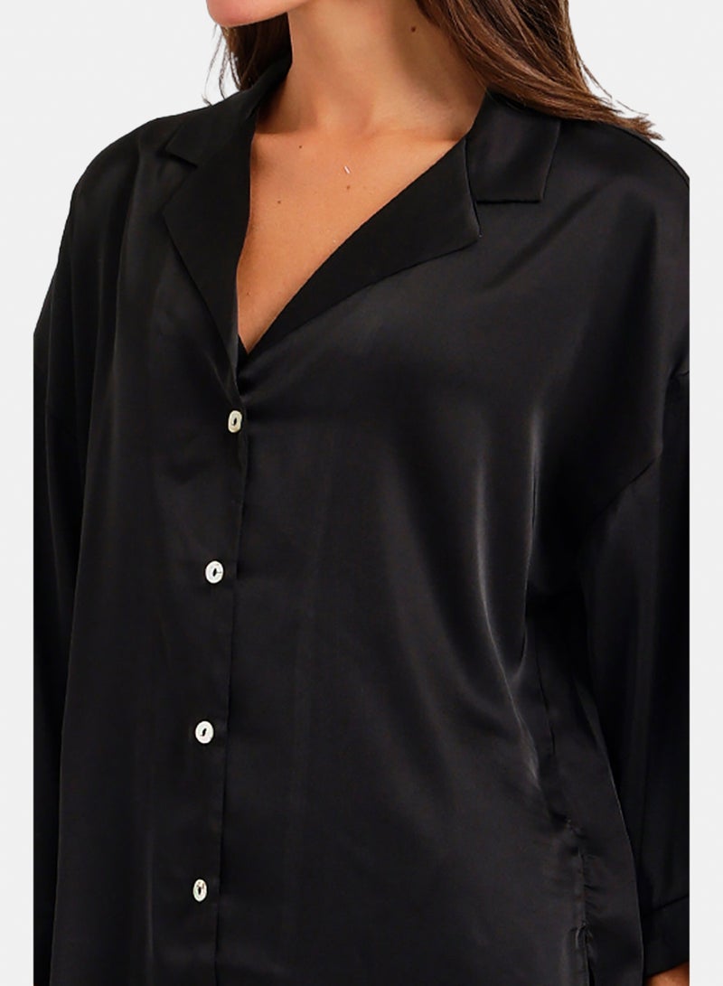 Carina Contrast-Button Satin Set - Image 5