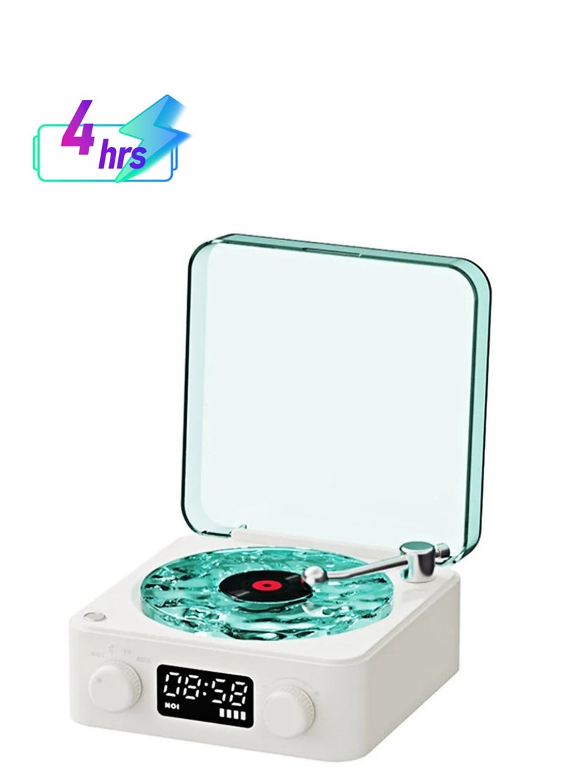 AROAQ - Sleep Aid Bluetooth Speaker, Multifunction Stereo Vinyl Record Player With Adjustable Lights, Portable Vintage Aesthetic Design Wireless Subwoofer With Natural Sleep Sounds, (White) - Image 1