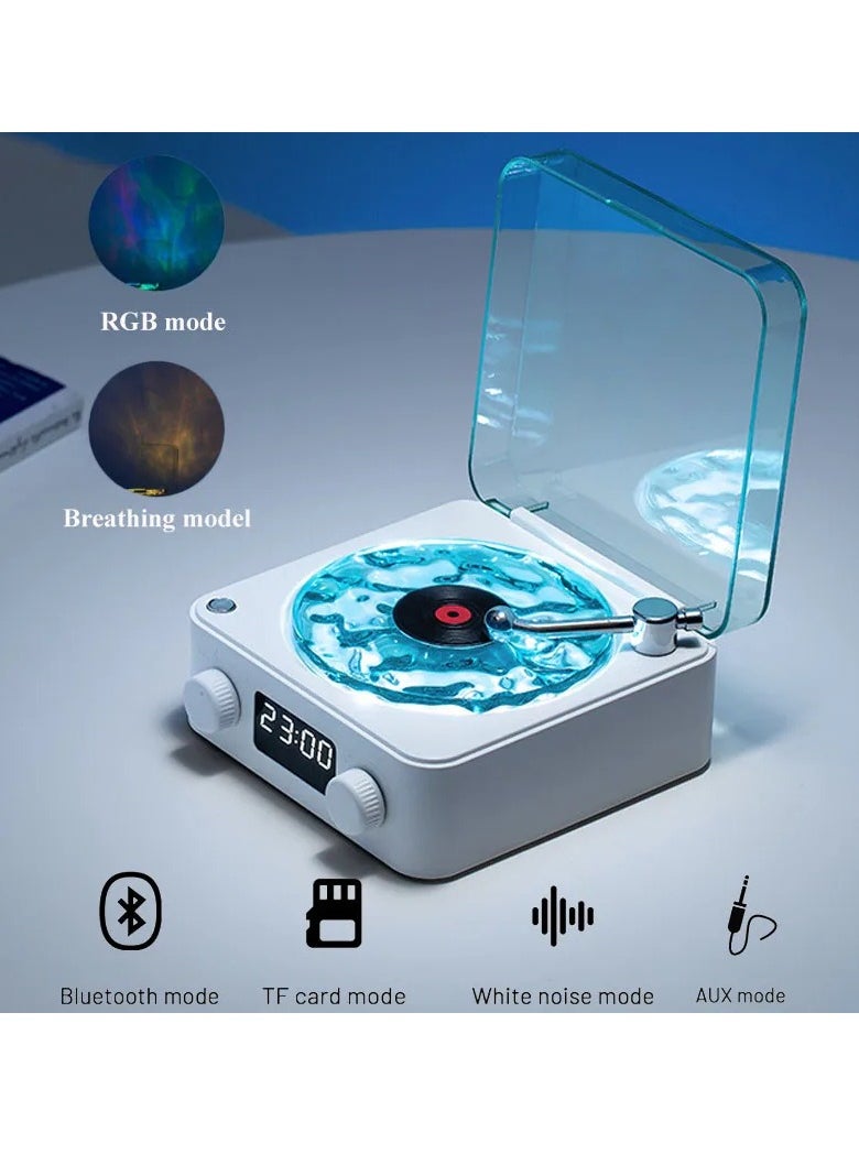 AROAQ - Sleep Aid Bluetooth Speaker, Multifunction Stereo Vinyl Record Player With Adjustable Lights, Portable Vintage Aesthetic Design Wireless Subwoofer With Natural Sleep Sounds, (White) - Image 1