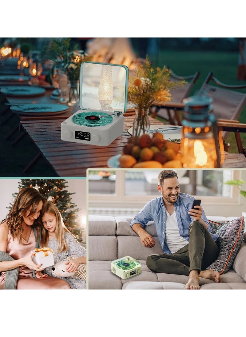 AROAQ - Sleep Aid Bluetooth Speaker, Multifunction Stereo Vinyl Record Player With Adjustable Lights, Portable Vintage Aesthetic Design Wireless Subwoofer With Natural Sleep Sounds, (White) - Image 1