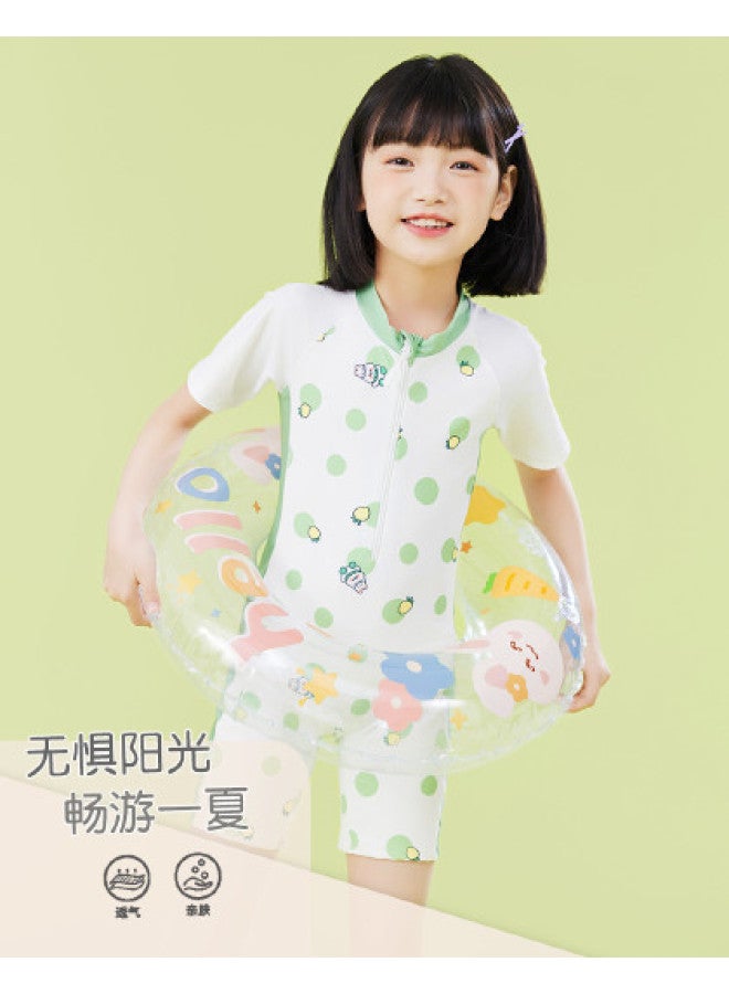 Bumblebee Girl's One-piece Swimsuit Summer Vacation Outfit Children's Short-sleeve Beachwear Stylish Swimwear For Girls - Image 1