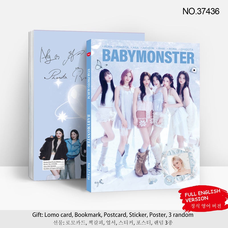 BABYMONSTER Celebrity Photobook Collection – 40 Pages High-Gloss Premium Photo Album with Hot Stamping Cover