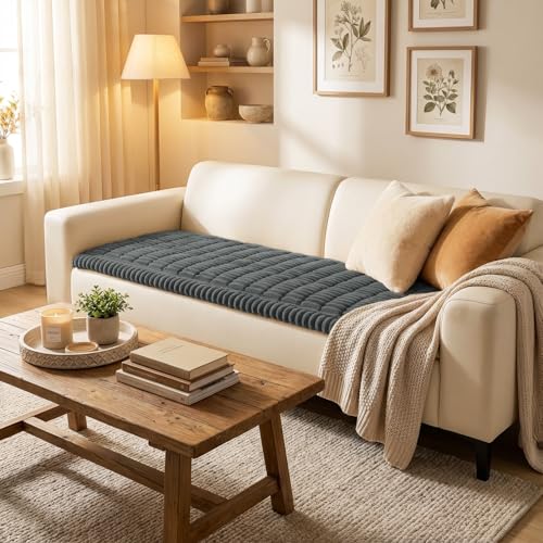 Smiry Couch Cover for Dogs Non Slip Washable Sofa Protector for Pets Soft Furniture Cover for Pet Stylish Sofa Covers Cozy Protect Against Fur Dirt Everyday Messes Dark Grey 276 x 47 - Image 3