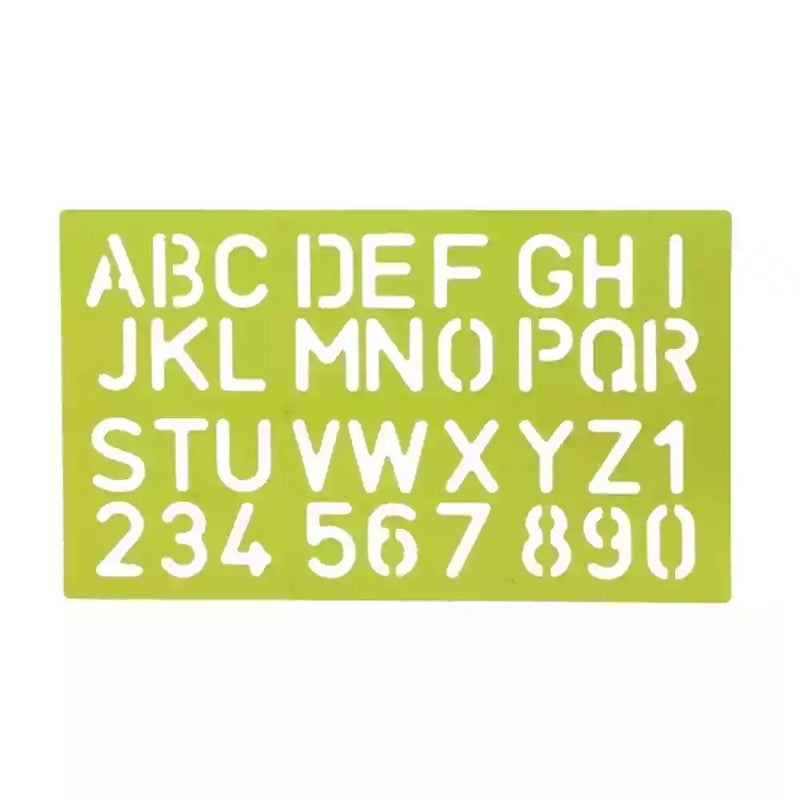 Major Uppercase Alphabet Letters and Numbers Transparent Stencils Ruler- Yellow
