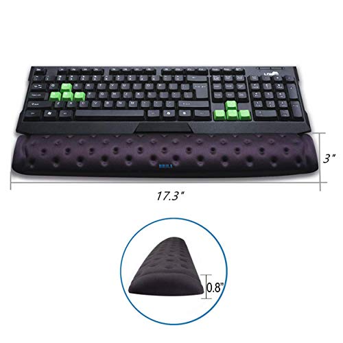 BRILA Keyboard Wrist Rest Support Cushion Pad for Computer, Laptop, Office Work, PC Gaming - Memory Foam Gel with Massage Holes Design - Non-Slip Easy Typing Wrist Pain Relief (Black Keyboard Pad) - Image 3