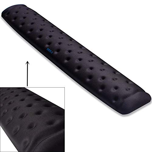 BRILA Keyboard Wrist Rest Support Cushion Pad for Computer, Laptop, Office Work, PC Gaming - Memory Foam Gel with Massage Holes Design - Non-Slip Easy Typing Wrist Pain Relief (Black Keyboard Pad) - Image 1
