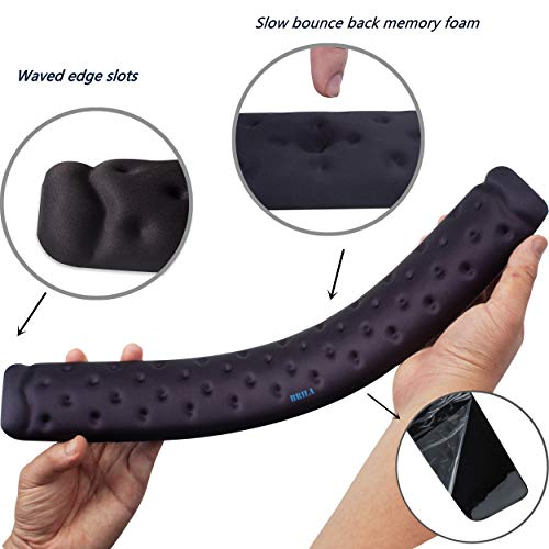 BRILA Keyboard Wrist Rest Support Cushion Pad for Computer, Laptop, Office Work, PC Gaming - Memory Foam Gel with Massage Holes Design - Non-Slip Easy Typing Wrist Pain Relief (Black Keyboard Pad) - Image 4