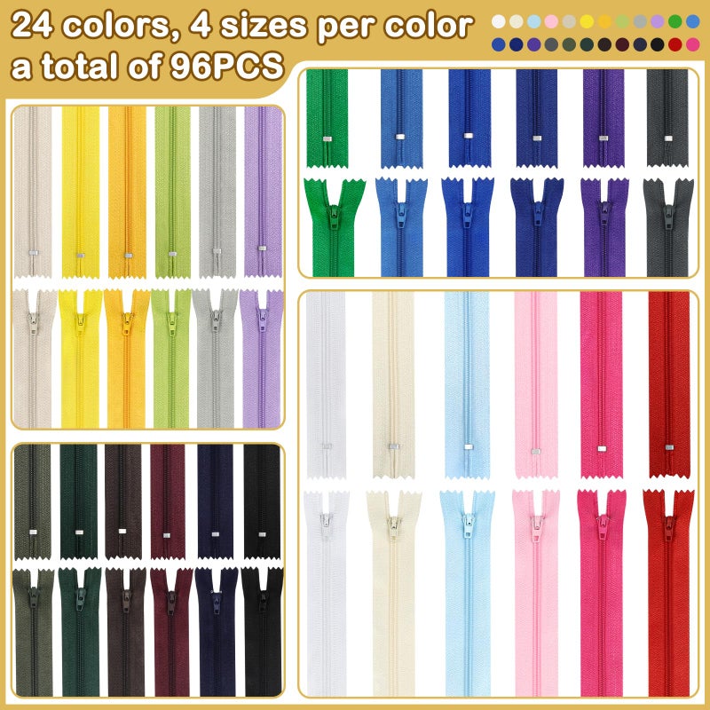 DOITEM Zippers, DOITEM 72 pcs Zippers for Sewing 8 Inch 12 Inch 16 Inch Multicolor Nylon Coil Zipper for Sewing and Crafts 24 Colors - Image 2