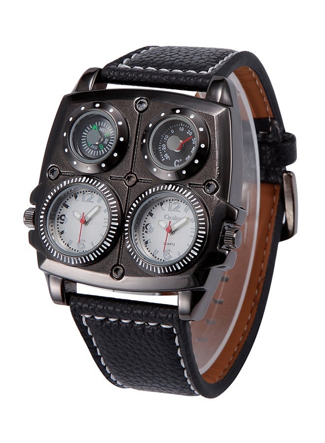 Oulm Men's Leather Chronograph Watch HP1140-WH - Image 2