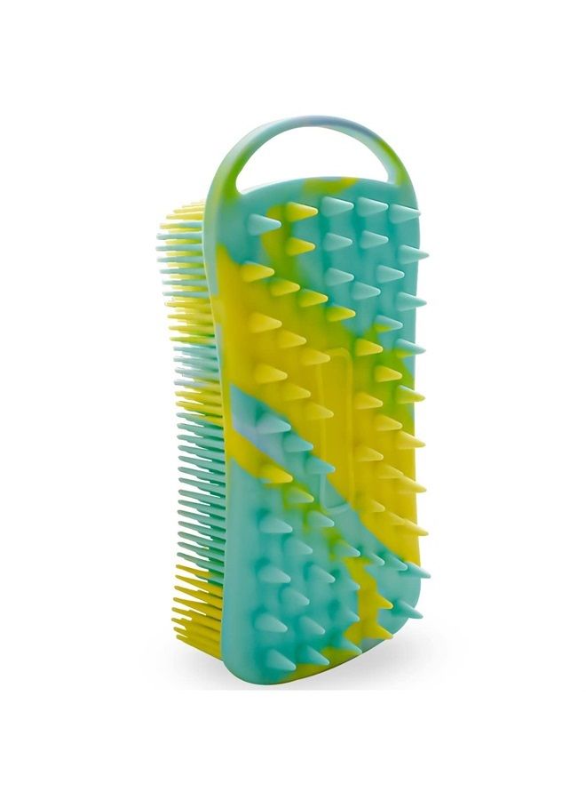 TTSAM Silicone Body Scrubber Soft Body Brush for Use in Shower Gentle Exfoliating Loofah Silicone Scalp Massager 2 in 1 Bath and Shampoo Brush for Women Men Lathers Well Easy to Clean (Camouflage Green) - Image 1