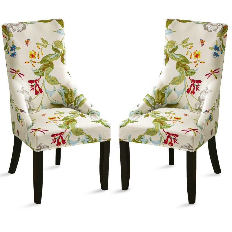 Liykimt Stretch Wingback Side Chair SlipcoverAccent Chair Cover Slipcover with ArmWashable Upholstered Arm Dining Chair with Nailed Trim Protector for Dining Living RoomBeigeOlive Green2