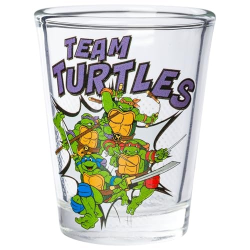 Silver Buffalo Teenage Mutant Ninja Turtles TMNT Featuring Leonardo Rapheal Donatello and Michelangelo 4 Pack Mini Glass Set 15 Ounces - Image 3