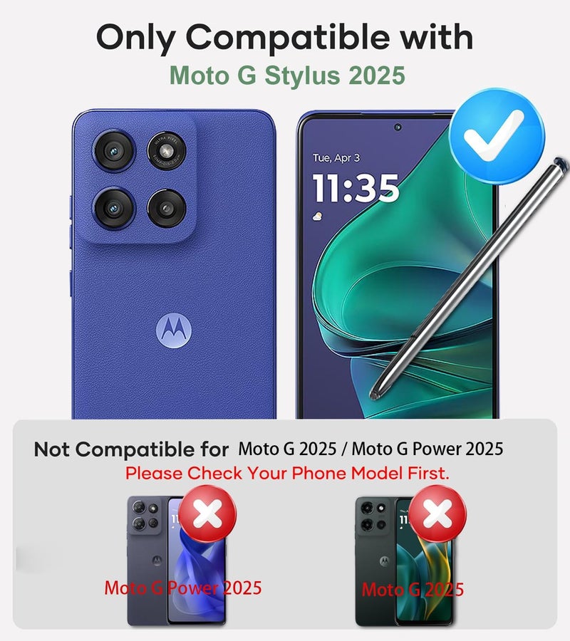 Weycolor for Moto G Stylus 2025 Case with Camera Lens Cover, HD Screen Protector, 10 FT Military Grade Drop Protection, Magnetic Ring Holder Kickstand Protective Phone Case, Navy Blue - Image 2