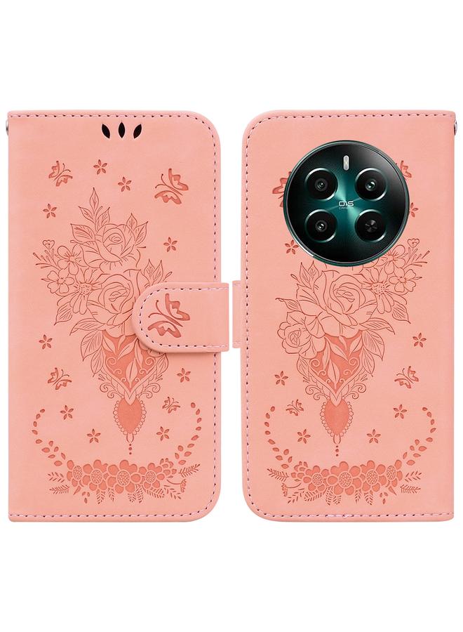 S-TOP Case For Realme 12+ Butterfly Rose Embossed Leather Phone Case - Image 1
