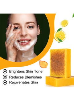 IKZEE Lemon Turmeric and Kojic Acid Soap,Turmeric Soap Bar,Gentle Skin Brightening Soap,Dark Spot Corrector Remover,Deep Cleansing Solid Soap Bars,Natural Face Soap for Fine Lines Acne Scars 100g  - Image 2