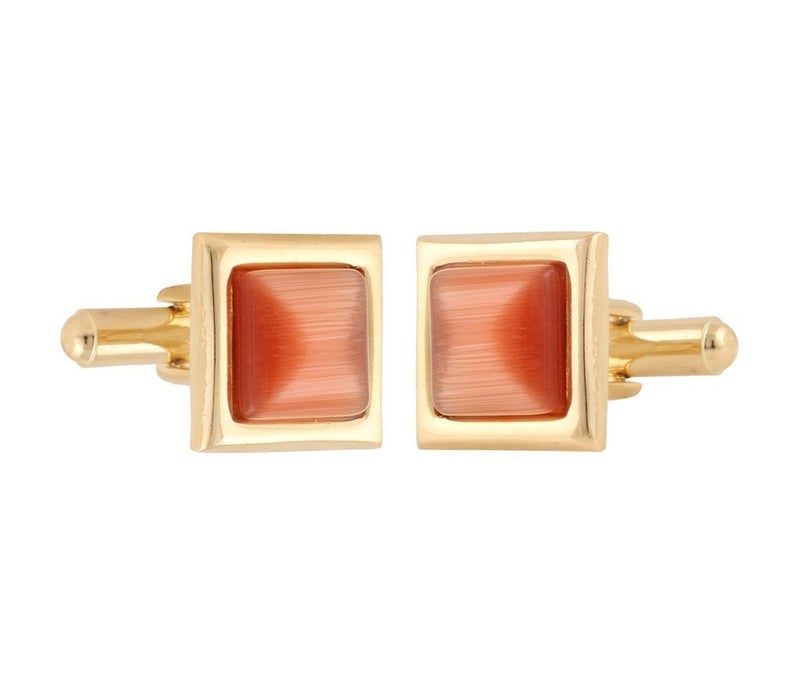 TRIPIN Cufflinks For Men Golden Gold Brown Colour Cats Eye Stone For Office Corporate Party French Cuff Shirts Shirt Suit Blazer In A Gift Box Tshogold579 - Image 2