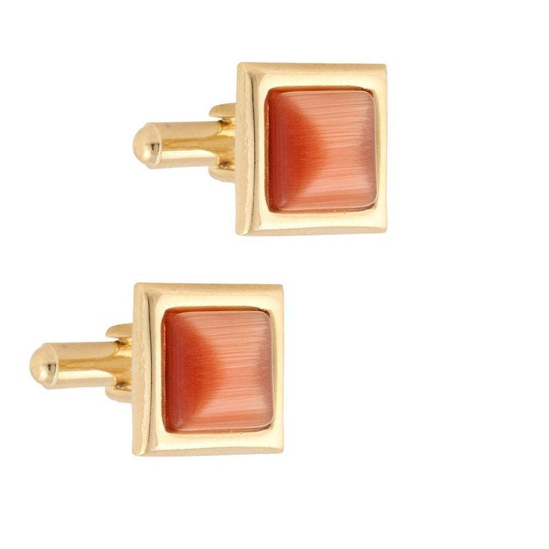 TRIPIN Cufflinks For Men Golden Gold Brown Colour Cats Eye Stone For Office Corporate Party French Cuff Shirts Shirt Suit Blazer In A Gift Box Tshogold579 - Image 1