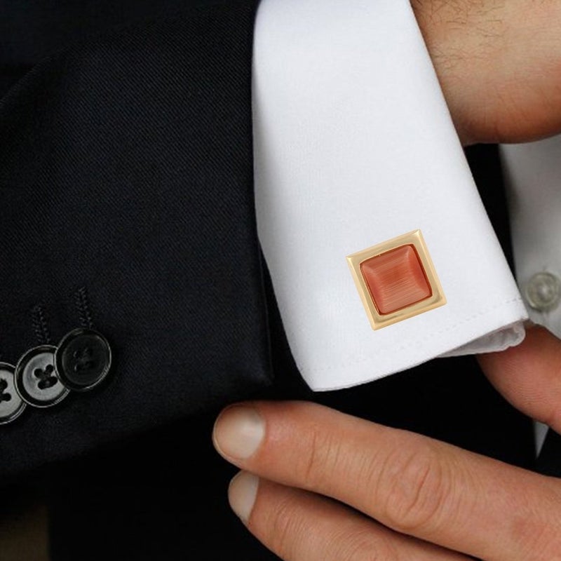 TRIPIN Cufflinks For Men Golden Gold Brown Colour Cats Eye Stone For Office Corporate Party French Cuff Shirts Shirt Suit Blazer In A Gift Box Tshogold579 - Image 3