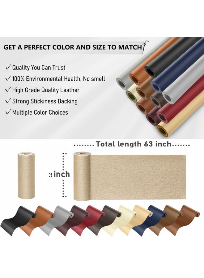 YAFLC Self Adhesive Leather Repair Tape Kit, 4"x 63" Leather Repair Patch for Furniture, Leather Repair Patch for Car seat, Sofas, Couch, Boat Seat Beige Yellow - Image 3
