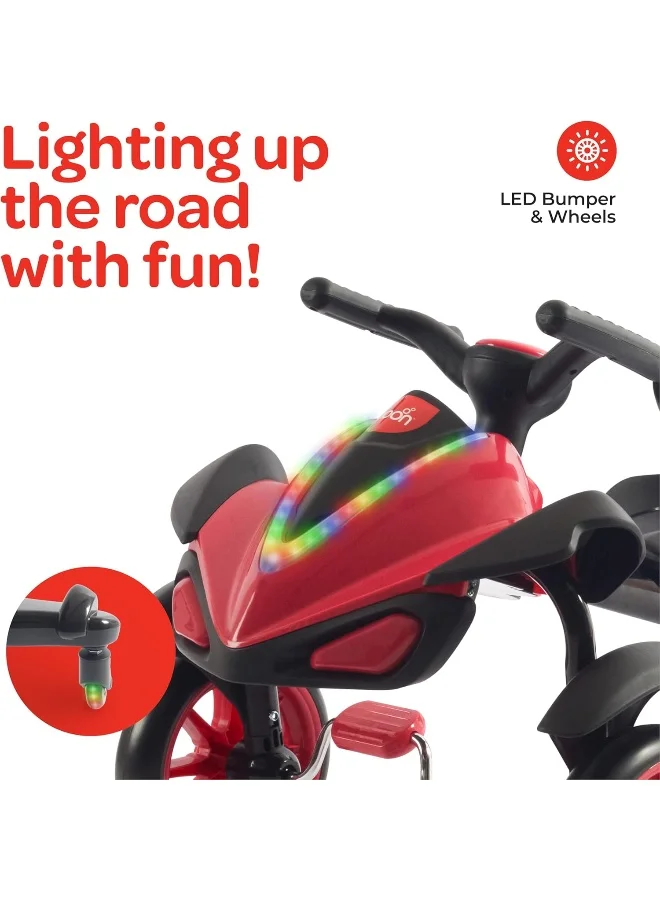 Moon Drifter Drift Bike 4 Wheel Scooter With Grip Handles, Led Lights, And Pedals For Toddlers/Kids Up To 30Kgs Perfect For Outdoor And Indoor Play For Boys/ Girls 3 Years And Above-Blue