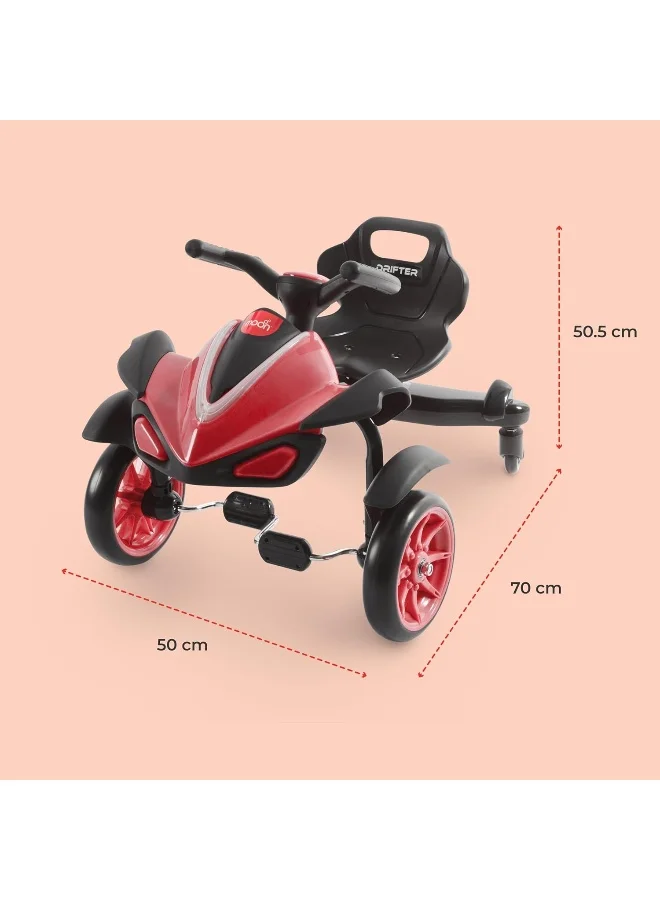 Moon Drifter Drift Bike 4 Wheel Scooter With Grip Handles, Led Lights, And Pedals For Toddlers/Kids Up To 30Kgs Perfect For Outdoor And Indoor Play For Boys/ Girls 3 Years And Above-Blue