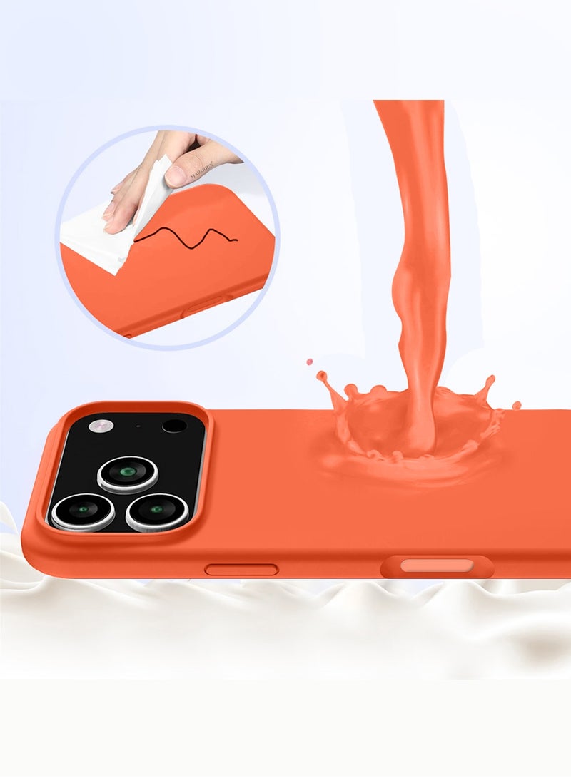 CATANES 2 Packs Silicone Protective Phone Case for iPhone 17 Pro - Soft Anti-Scratch Microfiber Lining Ultra Slim Drop Protection Phone Cover with Privacy Screen Protector - Cosmic Orange - Image 3