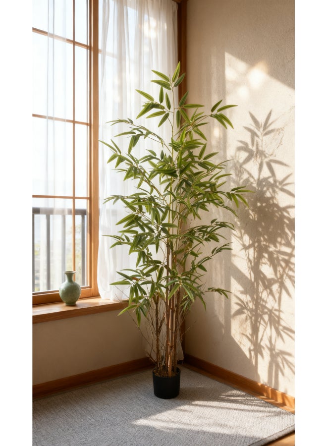 Noon East Bamboo 180cm (6 ft) Tall Artificial Tree with Pot | Floor Plant with Lifelike Design & Texture - Green | Decorative Natural Texture Tree for Home, Living Room, Study & Office spaces - Image 4