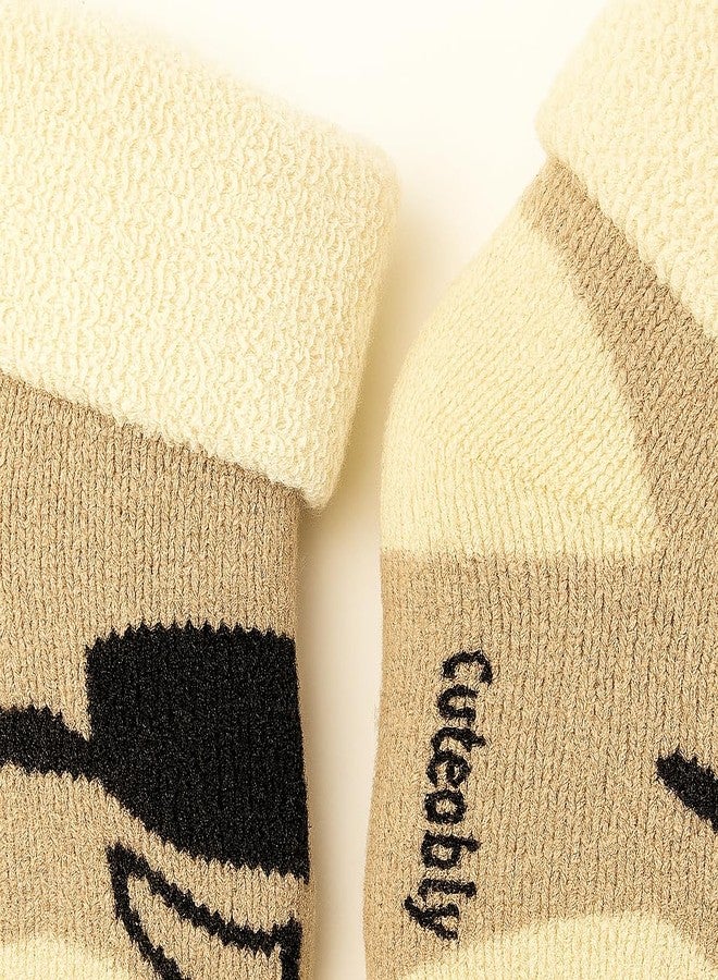 CUTEABLY Baby Winter Socks, Cotton Blend, 0-12 Months, Unisex, Mixed Colours (IN, Age, 0 Months, 6 Months, 4, Multicolour) - Image 4