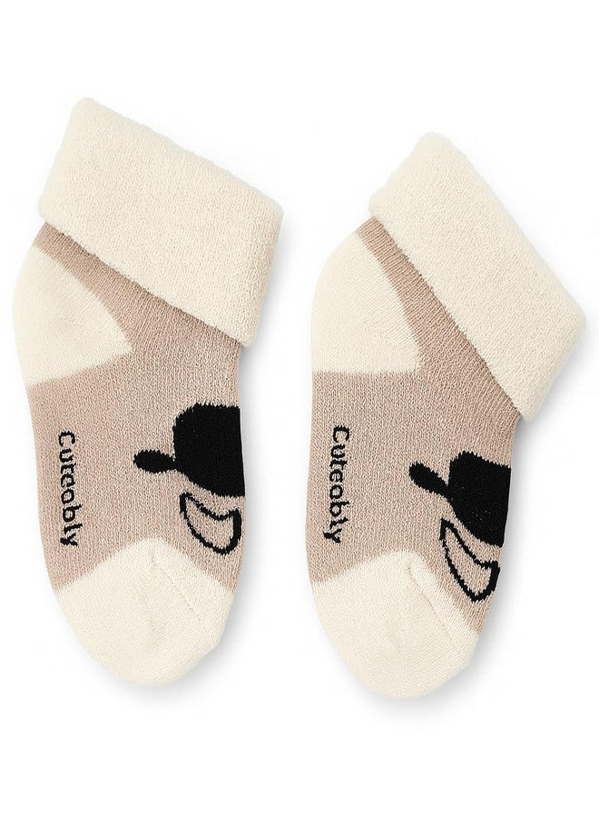 CUTEABLY Baby Winter Socks, Cotton Blend, 0-12 Months, Unisex, Mixed Colours (IN, Age, 0 Months, 6 Months, 4, Multicolour) - Image 2