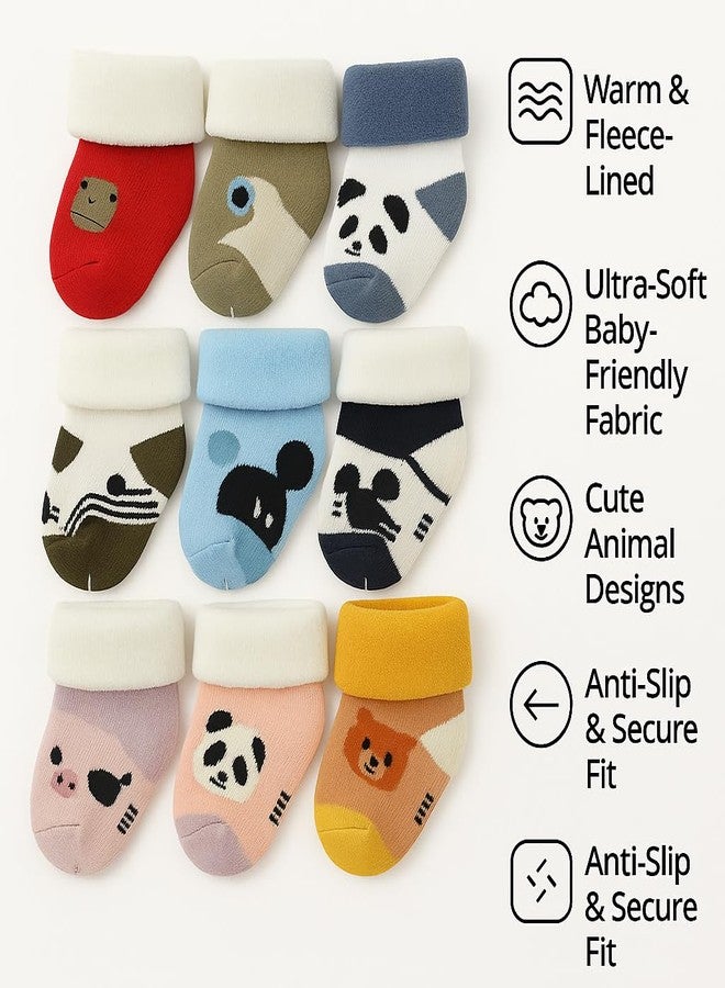 CUTEABLY Baby Winter Socks, Cotton Blend, 0-12 Months, Unisex, Mixed Colours (IN, Age, 0 Months, 6 Months, 4, Multicolour) - Image 3
