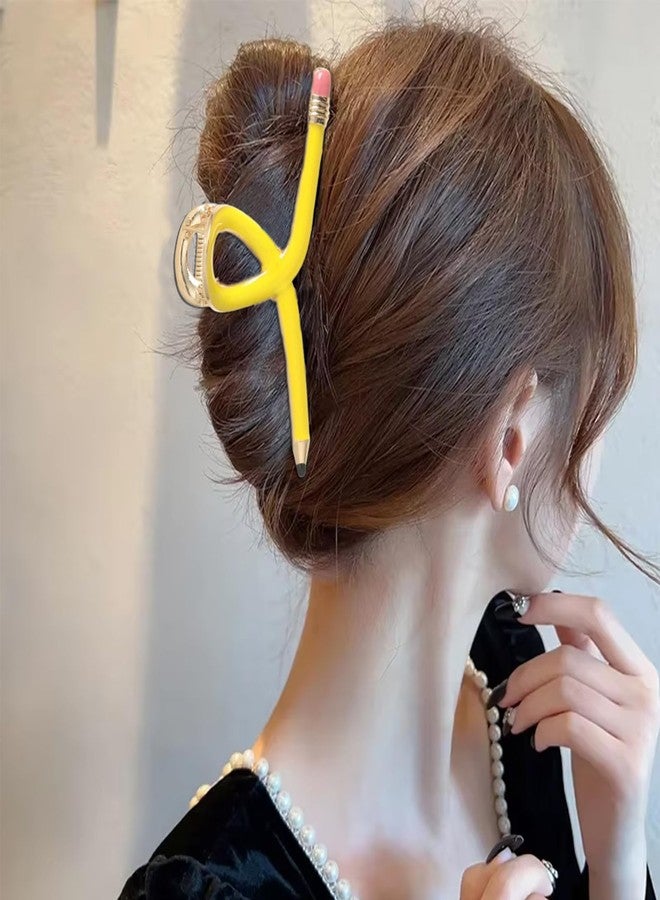 DIUEWOW Yellow Pencil Hair Clips for Women and Girls Funny Teacher Hair Claw Clips Back To School Funny Jaw Barrettes Hair Accessories for Teachers Appreaction Present - Image 5