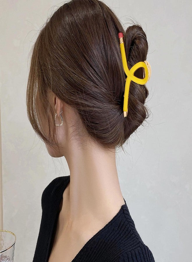 DIUEWOW Yellow Pencil Hair Clips for Women and Girls Funny Teacher Hair Claw Clips Back To School Funny Jaw Barrettes Hair Accessories for Teachers Appreaction Present - Image 3