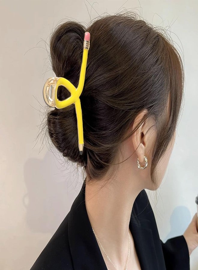 DIUEWOW Yellow Pencil Hair Clips for Women and Girls Funny Teacher Hair Claw Clips Back To School Funny Jaw Barrettes Hair Accessories for Teachers Appreaction Present - Image 4