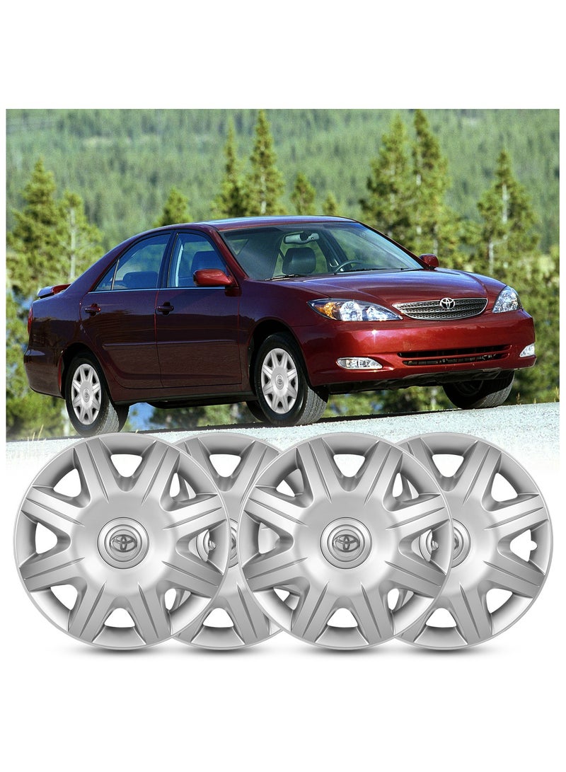 Agc 15 Inch Wheel Covers Hub Caps Compatible with Toyota Camry 2004 | ABS Plastic | Snap-On Design | Set of 4 | Silver Finish | Model 303 |  - Image 2