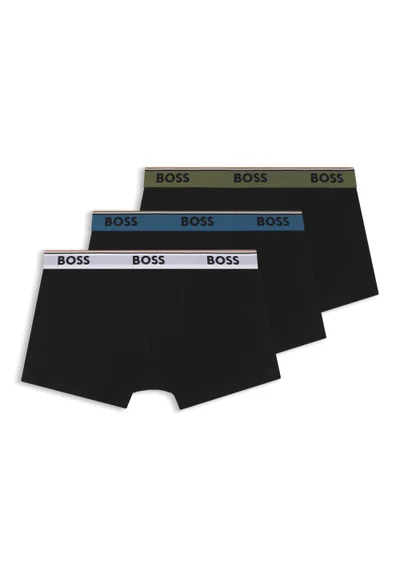 بوس Three-pack of stretch-cotton trunks with logo waistbands