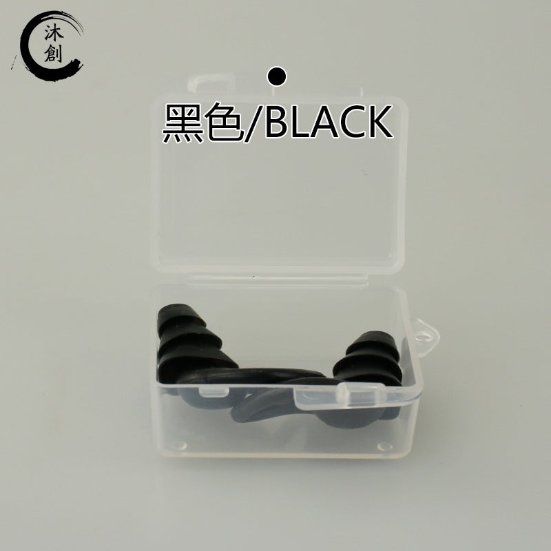 Generic Silicone Earplugs Anti-noise Boxed Shark Fin Earplugs Learning Sleep Waterproof Earplugs Silicone Swimming Earplugs Boxed-black earplug pair 