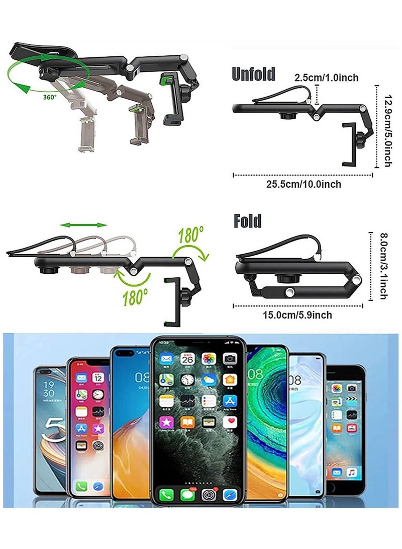 حامل هاتف السيارة متعدد الوظائف حامل هاتف خلوي HIYITKS عالمي قابل للتعديل ذراع حوامل حامل هاتف السيارة مشبك سيارة لحاجب الشمس مرآة الرؤية الخلفية عجلة القيادة - Image 5