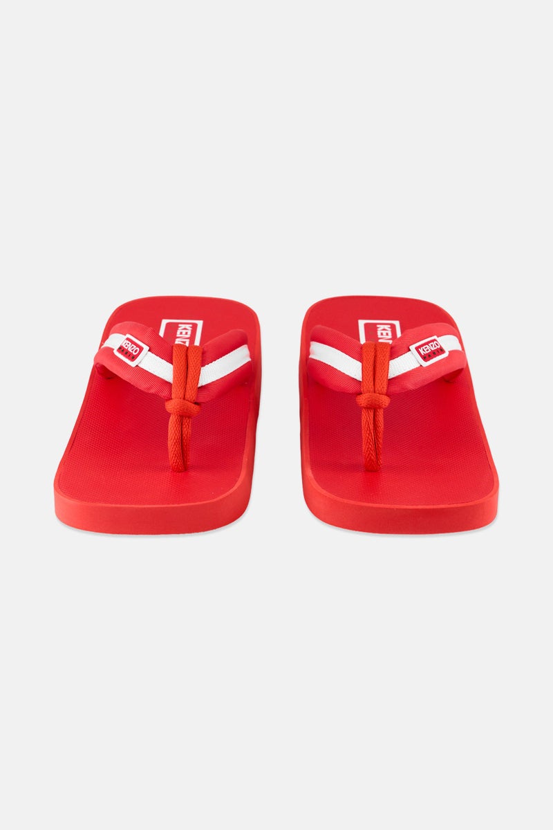 Kenzo Men Brand Logo Slip On Slippers, Red - Image 3