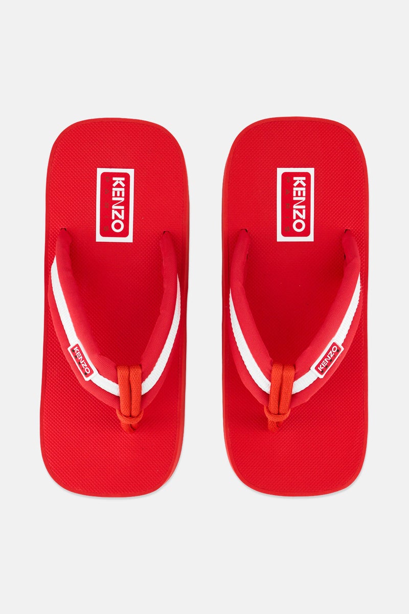 Kenzo Men Brand Logo Slip On Slippers, Red - Image 4