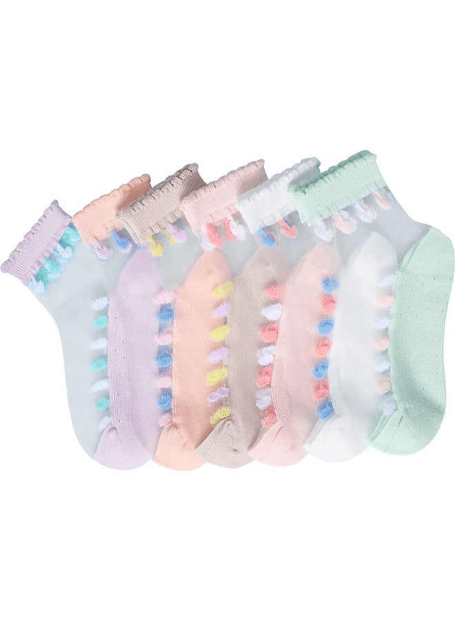 LANG SHA Langsha Children's Socks, Girls' Summer Ultra-thin Crystal Socks, Versatile Lace Short Socks For Girls And Toddlers - Image 4