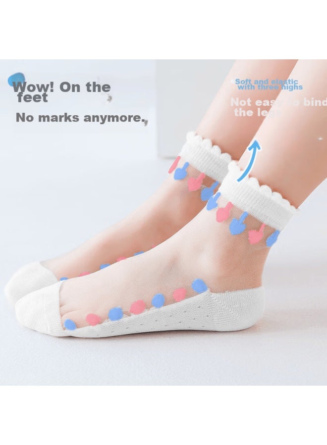 LANG SHA Langsha Children's Socks, Girls' Summer Ultra-thin Crystal Socks, Versatile Lace Short Socks For Girls And Toddlers - Image 2