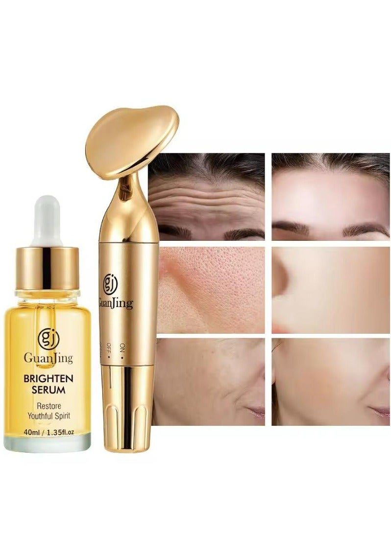 جوانجينج مجموعة العناية بالبشرة المغذية بفيتامين E مع مصل سطع ومدلك كهربائي للوجه يتلاشى الخطوط الدقيقة والبقع المضادة للتجاعيد - Image 2