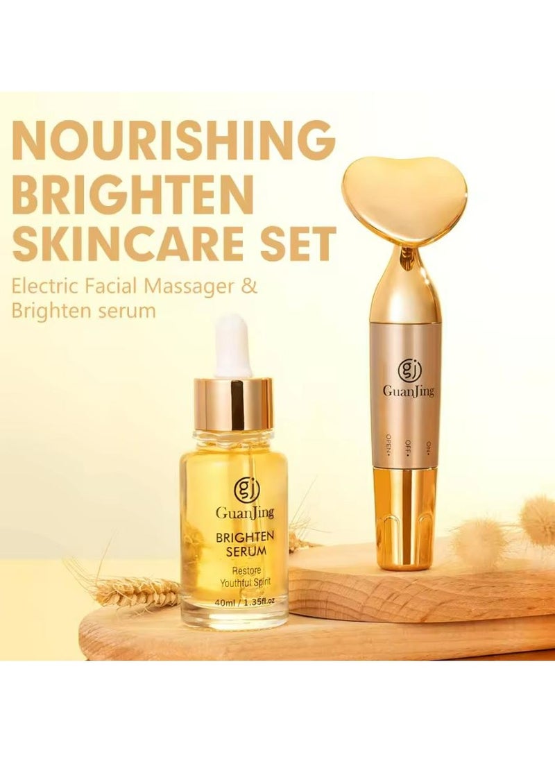 جوانجينج مجموعة العناية بالبشرة المغذية بفيتامين E مع مصل سطع ومدلك كهربائي للوجه يتلاشى الخطوط الدقيقة والبقع المضادة للتجاعيد - Image 3