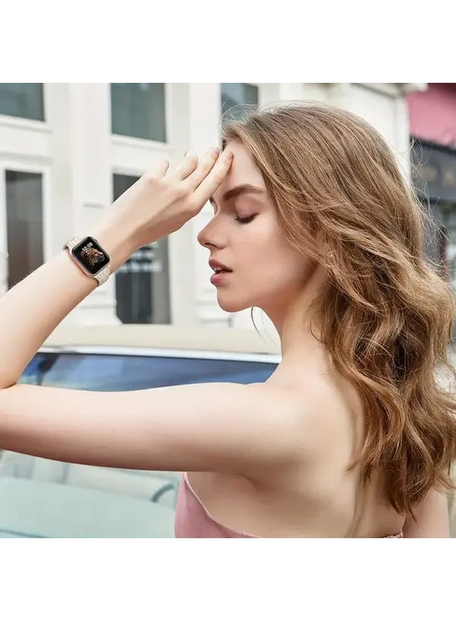 4 حزمة من أساور السيليكون بتصميم النمر المرقط، متوافقة مع أبل واتش ألترا 2 و1 وسلسلة SE بمقاسات 42 و44 و45 و49 ملم، بألوان الأسود والأبيض وضوء النجوم والكاكي - Image 4